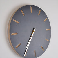PRIORMADE Brass Minimal Wooden Wall Clock - Charcoal (black or brass hands available)