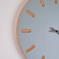 PRIORMADE Minimal Wooden Wall Clock - Dove Blue (black or brass hands available)