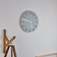 PRIORMADE Minimal Wooden Wall Clock - Dove Blue (black or brass hands available)