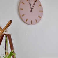 PRIORMADE Minimal Wooden Wall Clock - Dusty Pink (black or brass hands available)