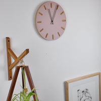 PRIORMADE Minimal Wooden Wall Clock - Dusty Pink (black or brass hands available)