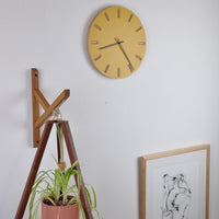 PRIORMADE Minimal Wooden Wall Clock - Yellow (black or brass hands available)