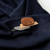 PRIORMADE Bauhaus Wood and Eco Silver Brooch Pin - #2