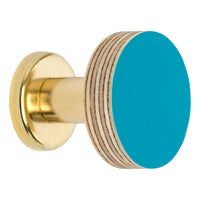 Priormade Birch & Brass Knob in Peacock Blue