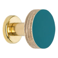 Priormade Birch & Brass Knob in Petrol Blue