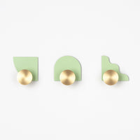 PRIORMADE Modern Wall Hooks in Pastel Sage (Set of 3)