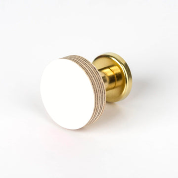 Priormade Birch & Brass Knob in White