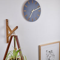 PRIORMADE Brass Minimal Wooden Wall Clock - Charcoal (black or brass hands available)