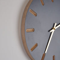 PRIORMADE Brass Minimal Wooden Wall Clock - Charcoal (black or brass hands available)