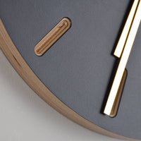 PRIORMADE Brass Minimal Wooden Wall Clock - Charcoal (black or brass hands available)