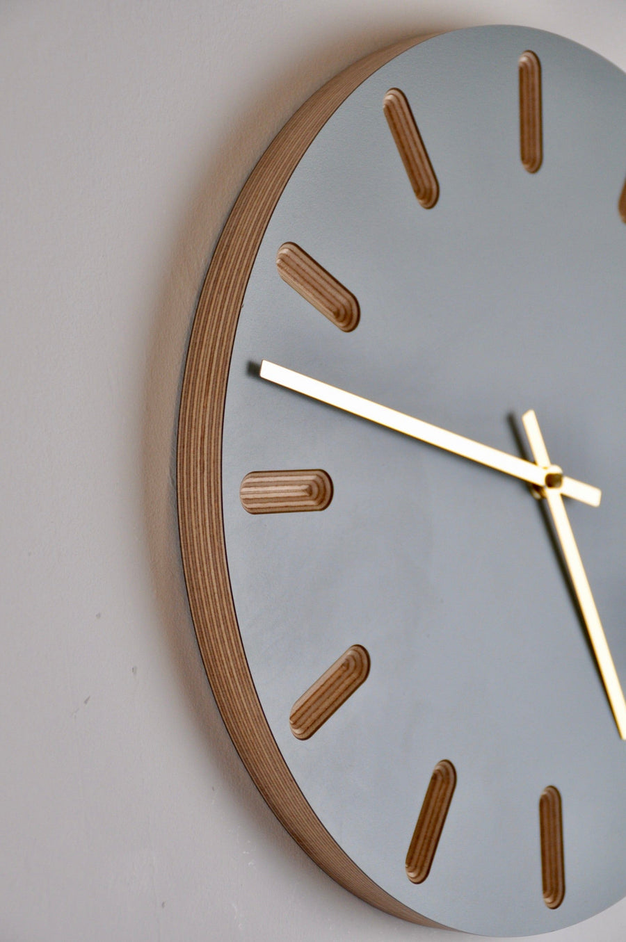 PRIORMADE Minimal Wooden Wall Clock - Dove Blue (black or brass hands available)