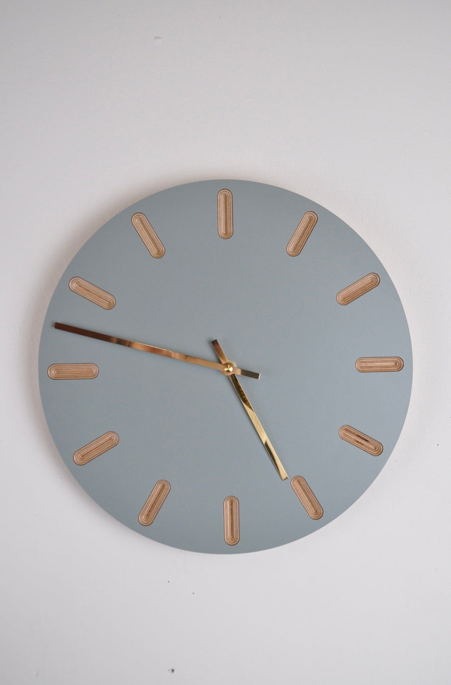 PRIORMADE Minimal Wooden Wall Clock - Dove Blue (black or brass hands available)