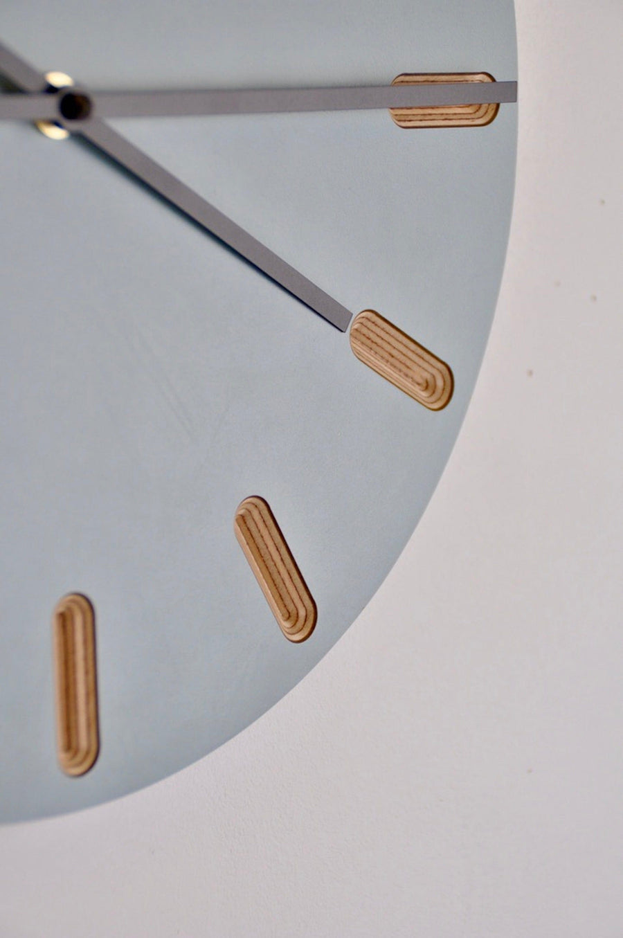 PRIORMADE Minimal Wooden Wall Clock - Dove Blue (black or brass hands available)