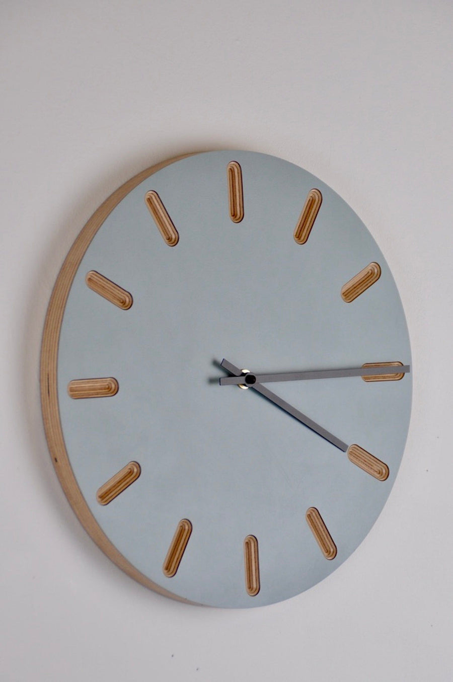 PRIORMADE Minimal Wooden Wall Clock - Dove Blue (black or brass hands available)