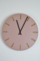 PRIORMADE Minimal Wooden Wall Clock - Dusty Pink (black or brass hands available)