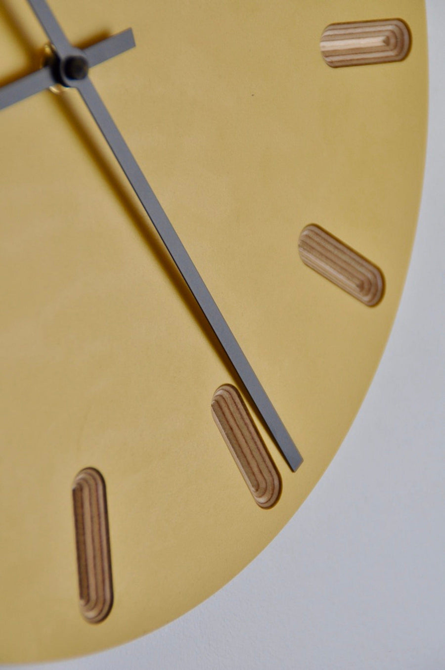 PRIORMADE Minimal Wooden Wall Clock - Yellow (black or brass hands available)