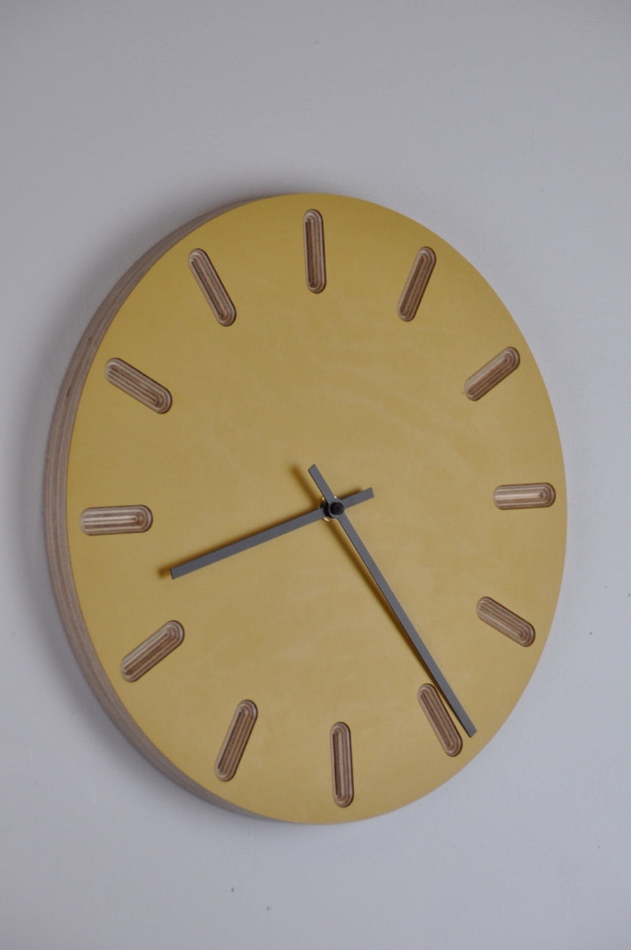 PRIORMADE Minimal Wooden Wall Clock - Yellow (black or brass hands available)