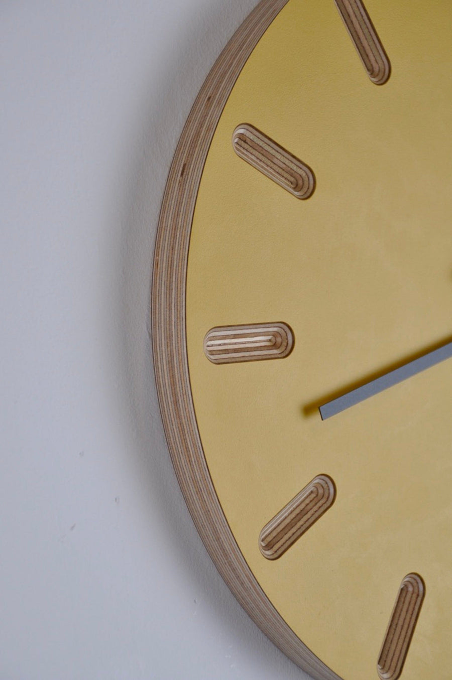 PRIORMADE Minimal Wooden Wall Clock - Yellow (black or brass hands available)