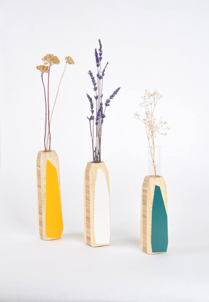 Priormade Bamboo Geo Vases  - Multiple colours and sizes