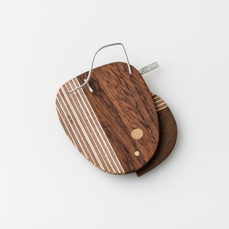 PRIORMADE Bauhaus Wood and Eco Silver Brooch Pin - #1
