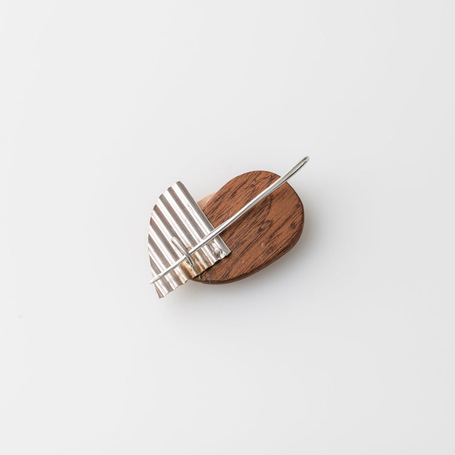 PRIORMADE Bauhaus Wood and Eco Silver Brooch Pin - #3