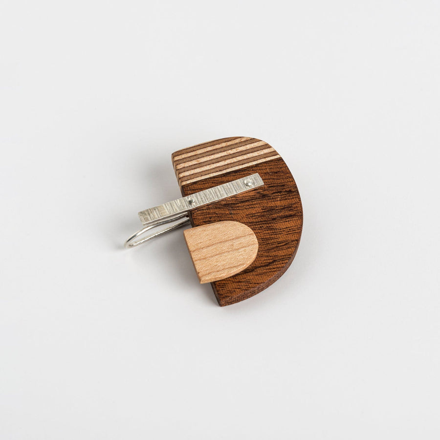 PRIORMADE Bauhaus Wood and Eco Silver Brooch Pin - #5