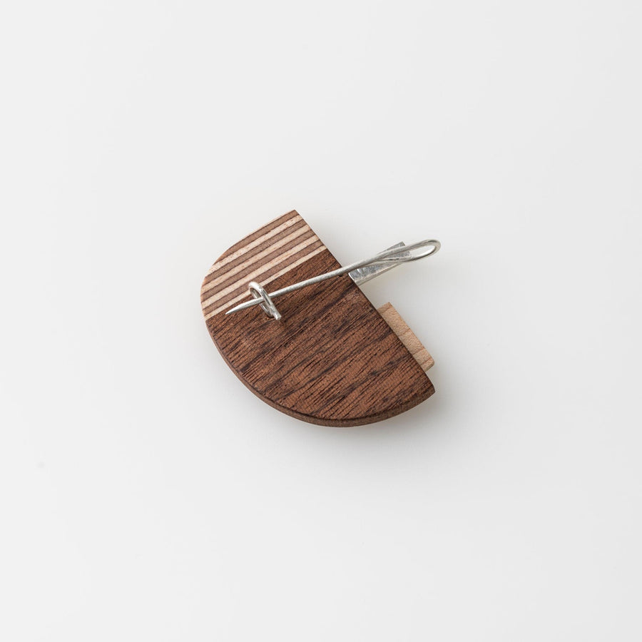 PRIORMADE Bauhaus Wood and Eco Silver Brooch Pin - #5