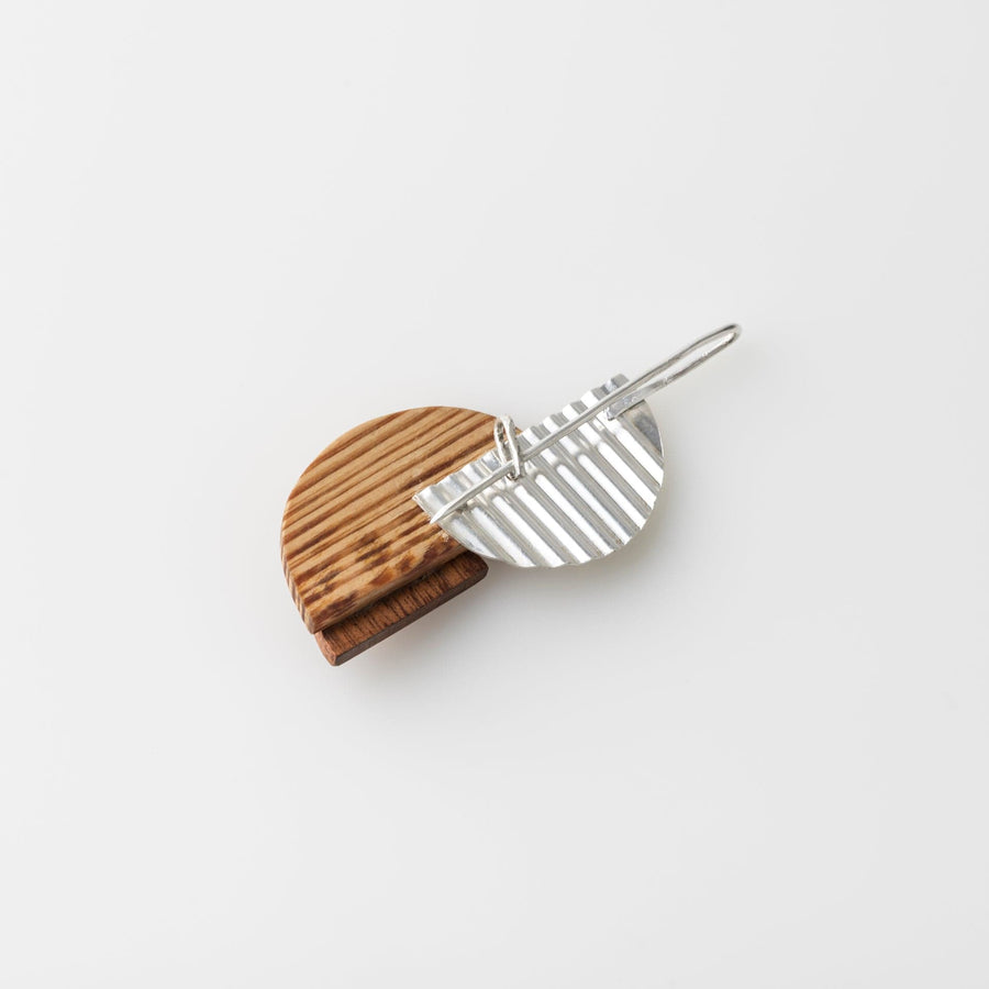 PRIORMADE Bauhaus Wood and Eco Silver Brooch Pin - #7