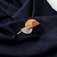 PRIORMADE Bauhaus Wood and Eco Silver Brooch Pin - #7