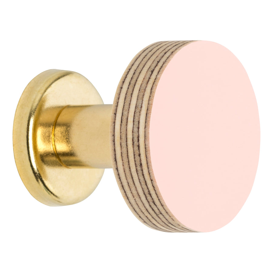 Priormade Birch & Brass Knob in Blush Pink