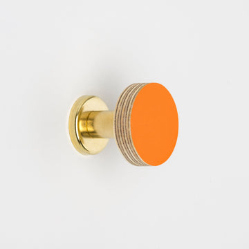 Priormade Birch & Brass Knob in Bright Orange