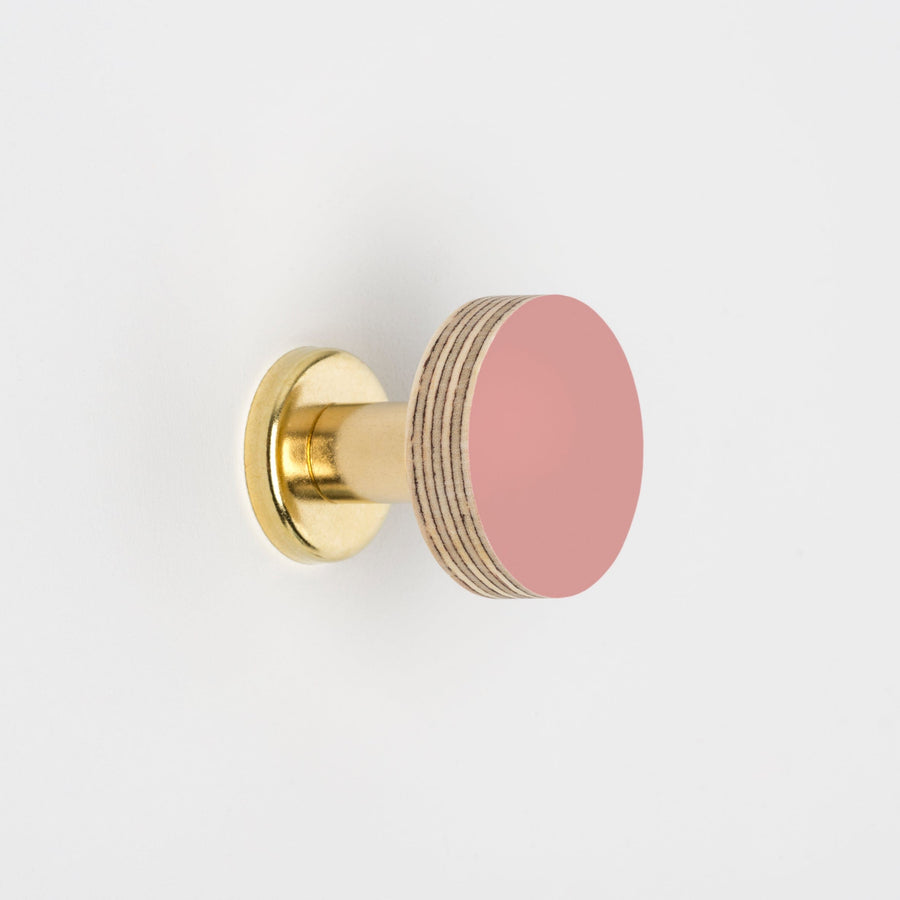 Priormade Birch & Brass Knob in Dusty Pink