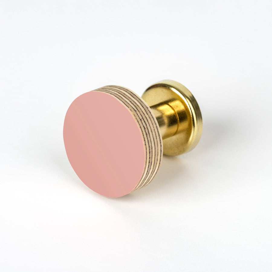 Priormade Birch & Brass Knob in Dusty Pink