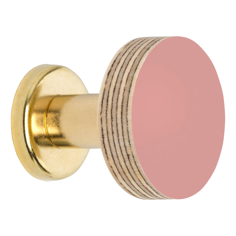 Priormade Birch & Brass Knob in Dusty Pink