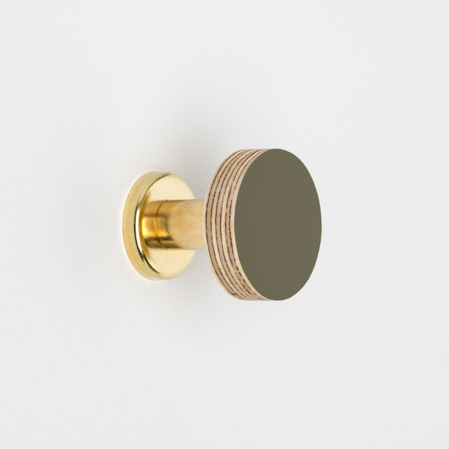 Priormade Birch & Brass Knob in Olive Green