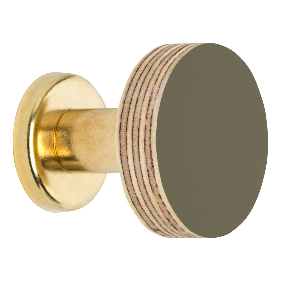 Priormade Birch & Brass Knob in Olive Green