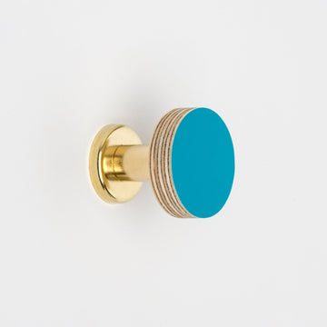 Priormade Birch & Brass Knob in Peacock Blue