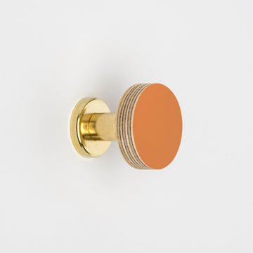 Priormade Birch & Brass Knob in Rust Orange