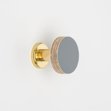 Priormade Birch & Brass Knob in Smoke Grey