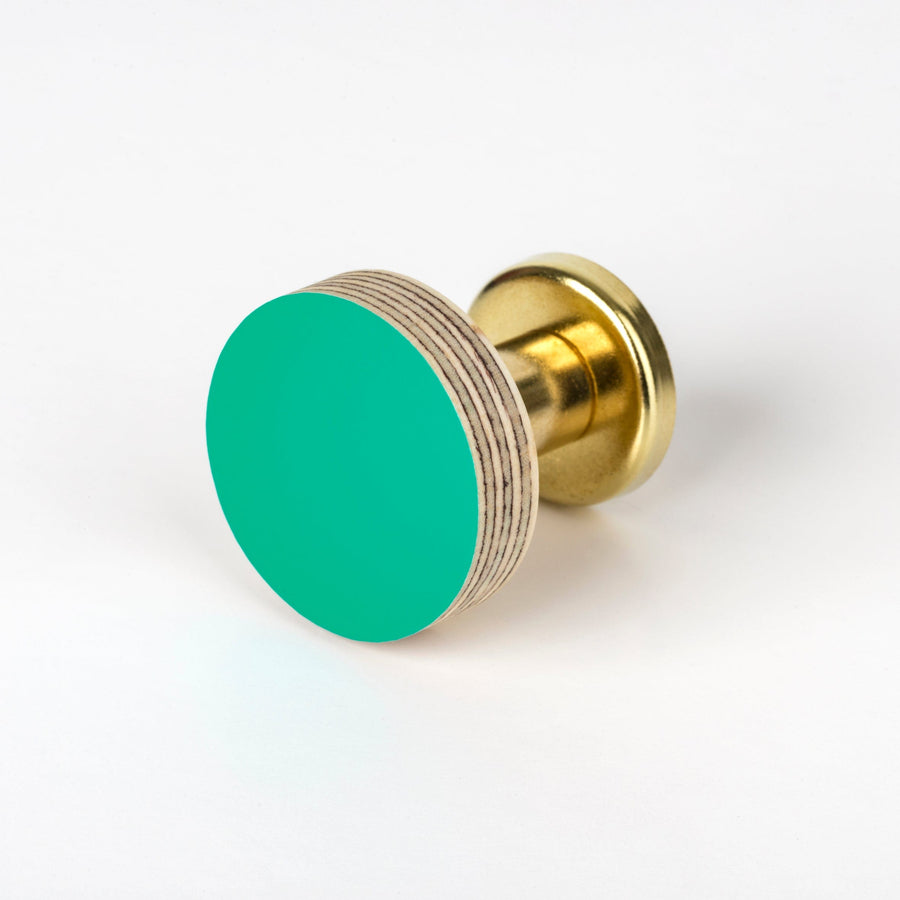 Priormade Birch & Brass Knob in Turquoise