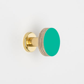 Priormade Birch & Brass Knob in Turquoise