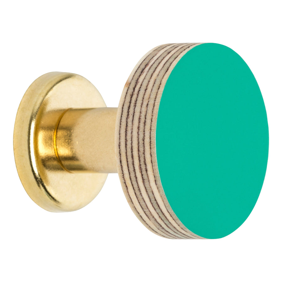 Priormade Birch & Brass Knob in Turquoise