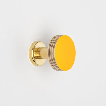 Priormade Birch & Brass Knobs in Bright Yellow