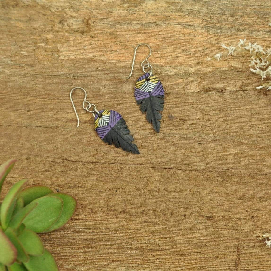 PRIORMADE Inner tube earrings 3cm Inner Tubes - Purple and Gold Lines