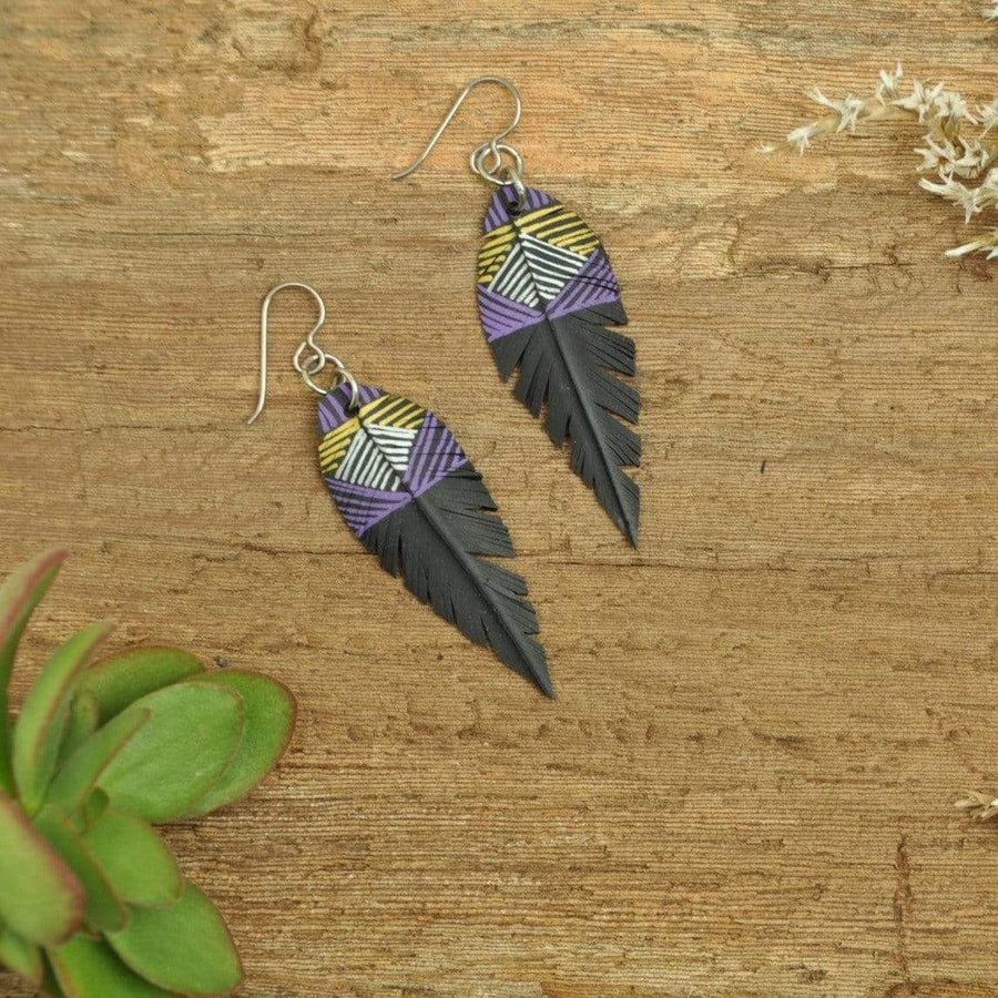 PRIORMADE Inner tube earrings 5cm Inner Tubes - Purple and Gold Lines