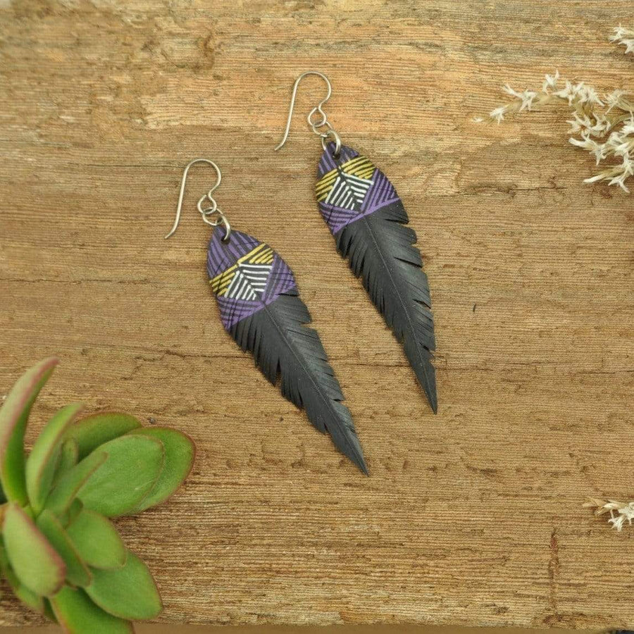 PRIORMADE Inner tube earrings 7cm Inner Tubes - Purple and Gold Lines