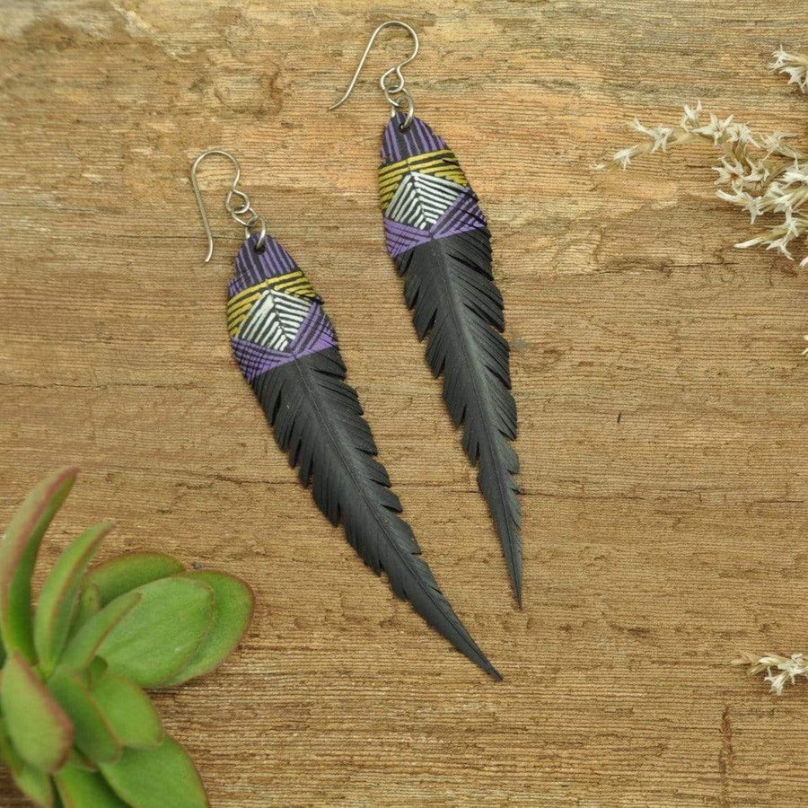 PRIORMADE Inner tube earrings 9cm Inner Tubes - Purple and Gold Lines
