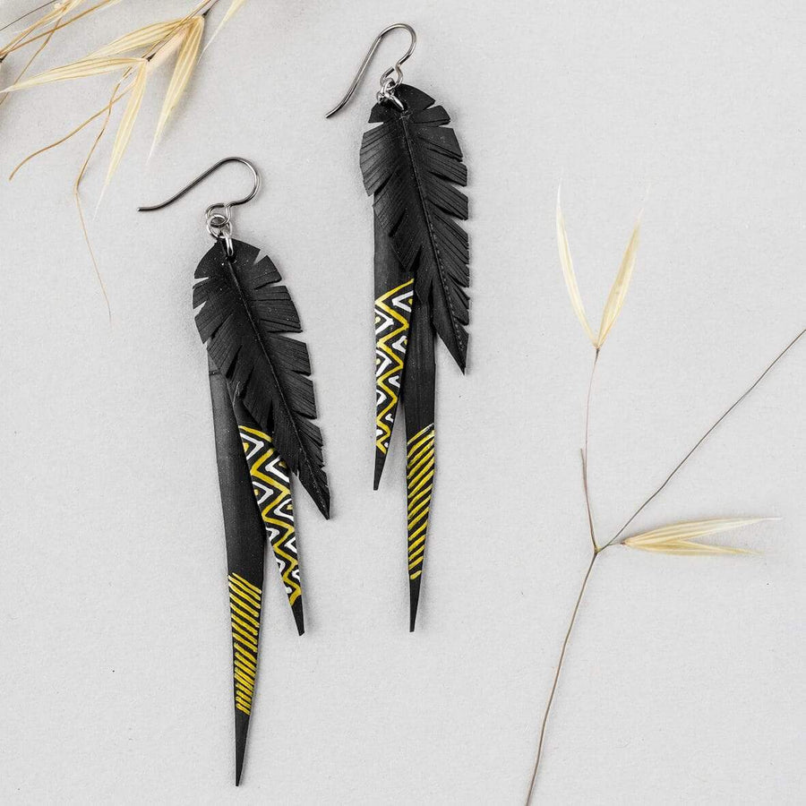PRIORMADE Inner tube earrings Inner Tube Earrings - Long  - Gold and Silver Zig-Zag