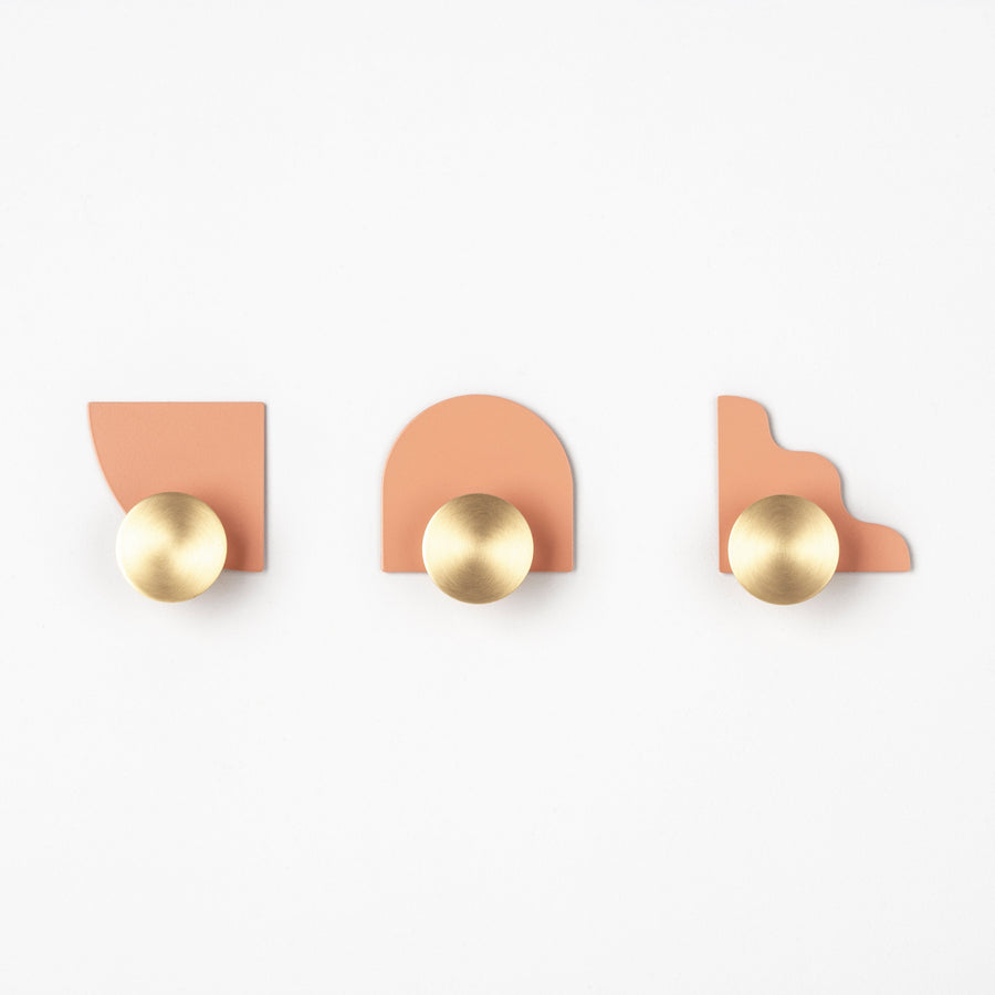 PRIORMADE Modern Wall Hooks in Salmon Pink (Set of 3)