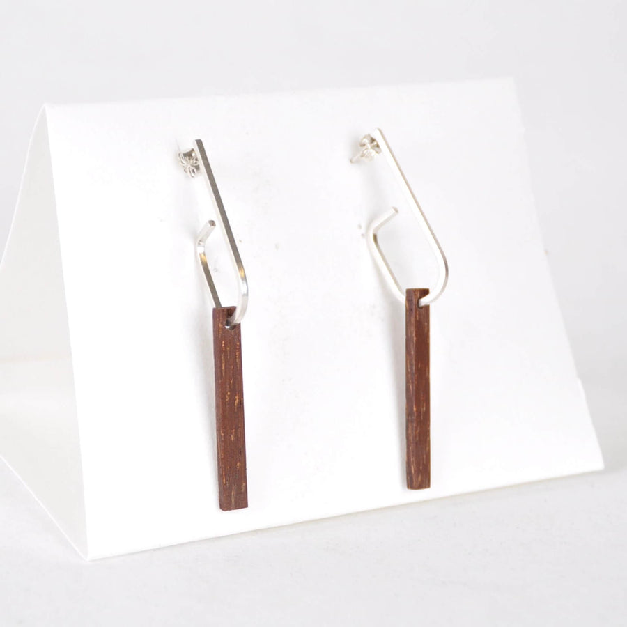 Priormade Woods ‘Jay’ Eco Silver and Reclaimed Wooden Earrings NEW